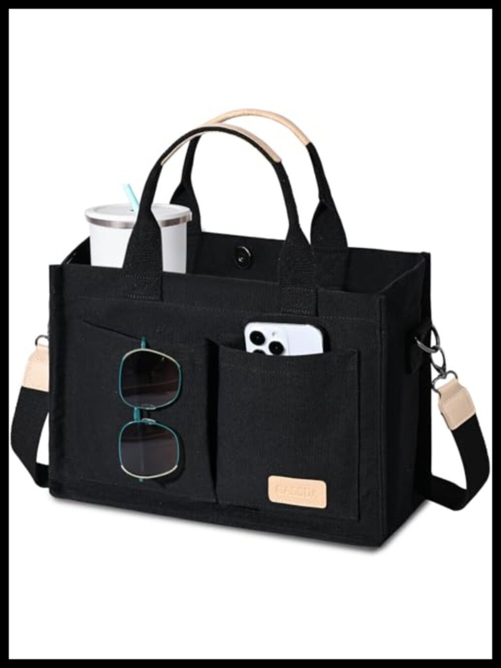 Canvas Tote Bag Women Crossbody Satchel with Pockets Top Handle Purse